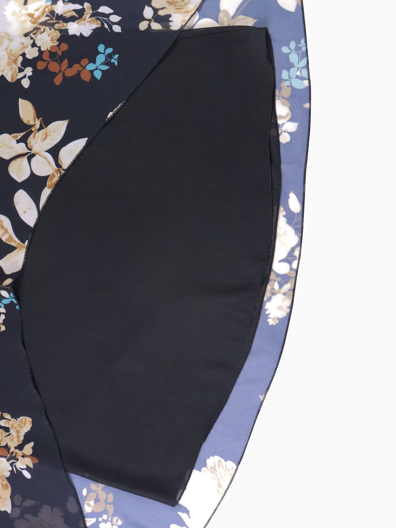 Floral Chiffon Layered Cape Printed Ruffle Blouse