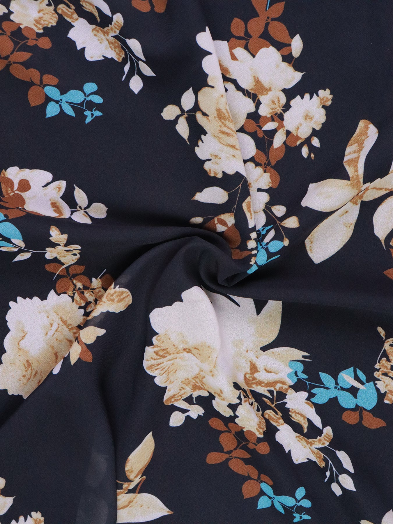 Floral Chiffon Layered Cape Printed Ruffle Blouse