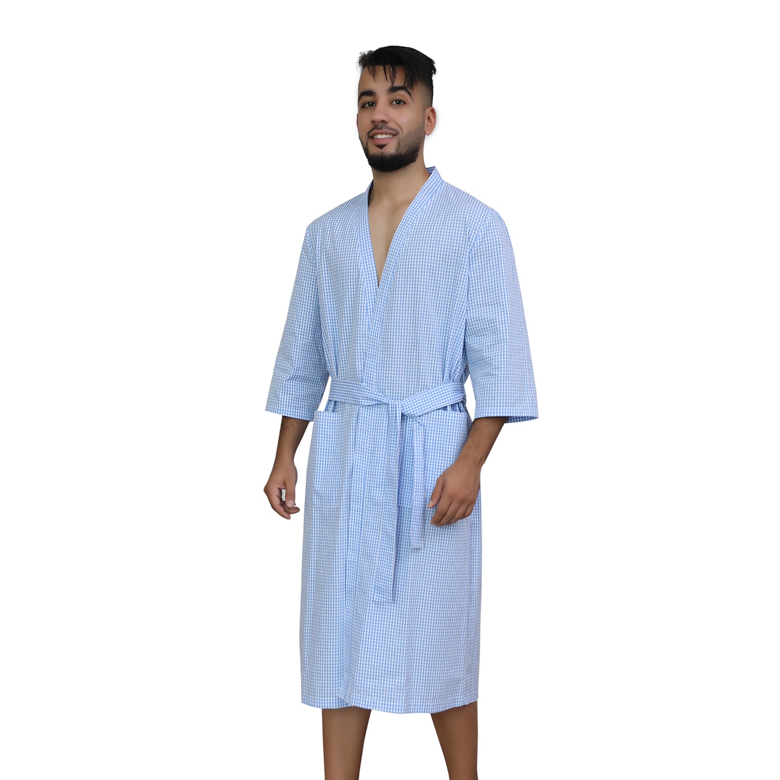 Mens Bathrobe, Short Sleeve Silky Bath Robe for Men