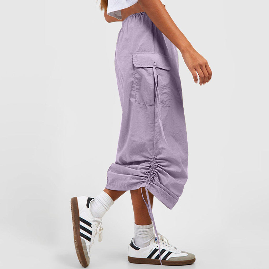 Drawstring Pocket Side Cargo Skirt