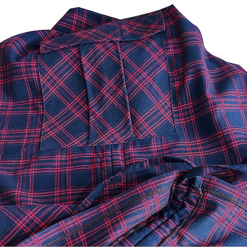 Plaid drawstring pocket side cargo skirt