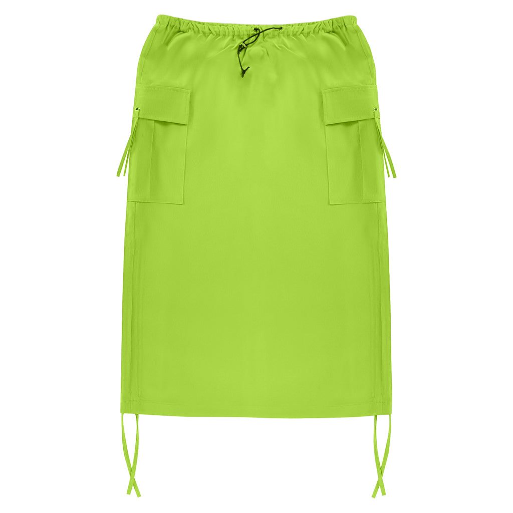 Drawstring Pocket Side Cargo Skirt