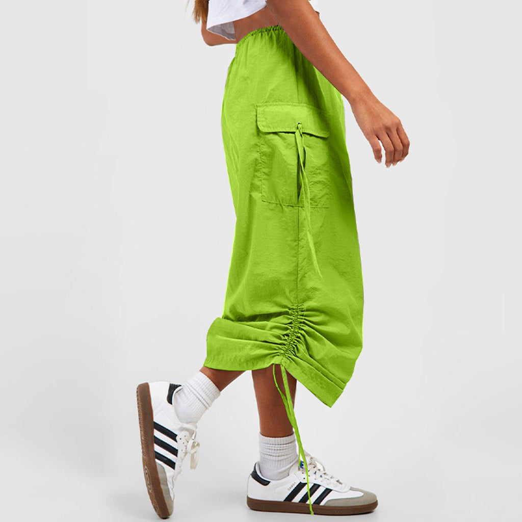 Drawstring Pocket Side Cargo Skirt