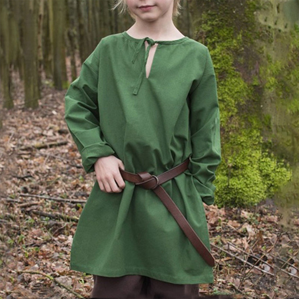 Viking Middle Ages Long Top Split Solid Shirt