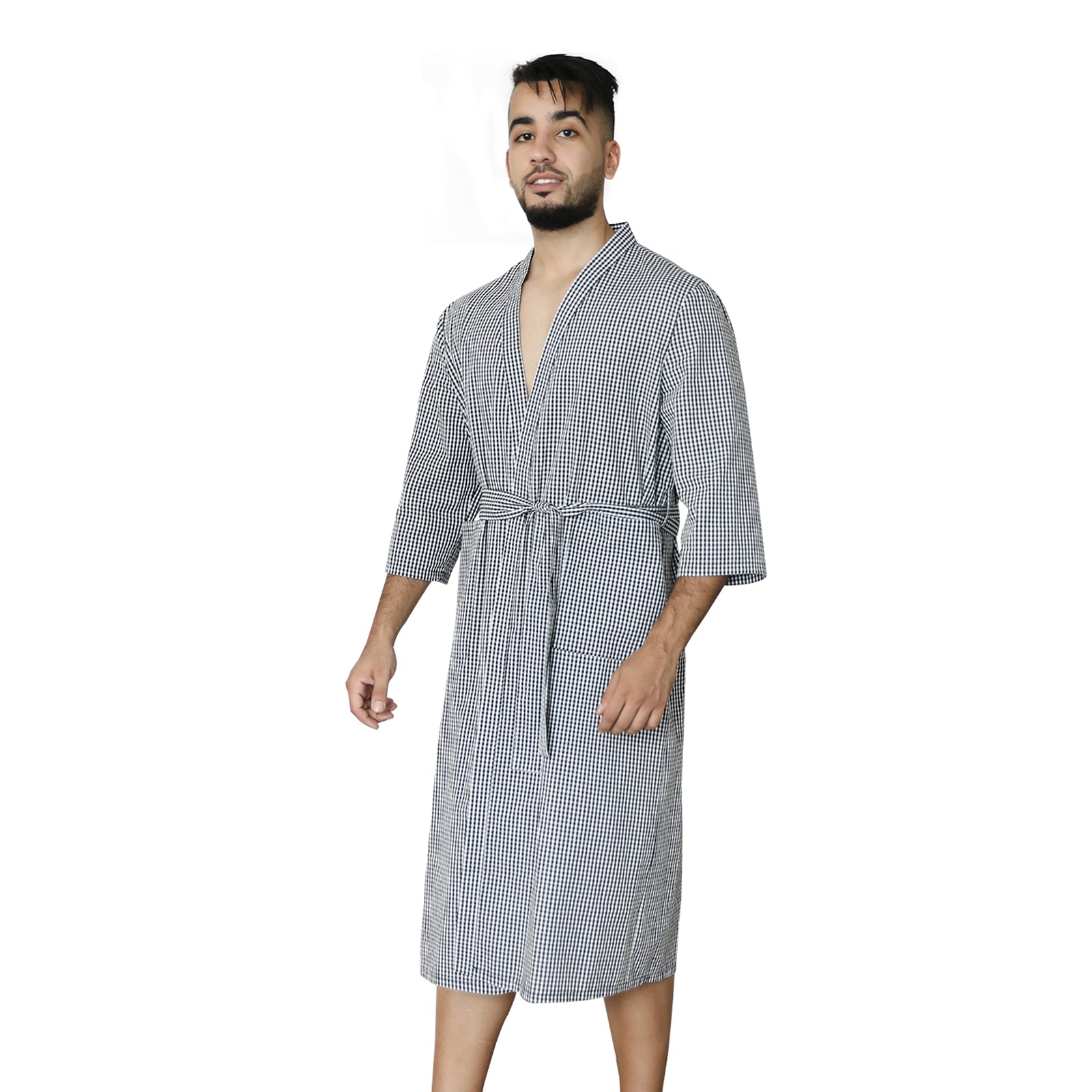 Mens Bathrobe, Short Sleeve Silky Bath Robe for Men